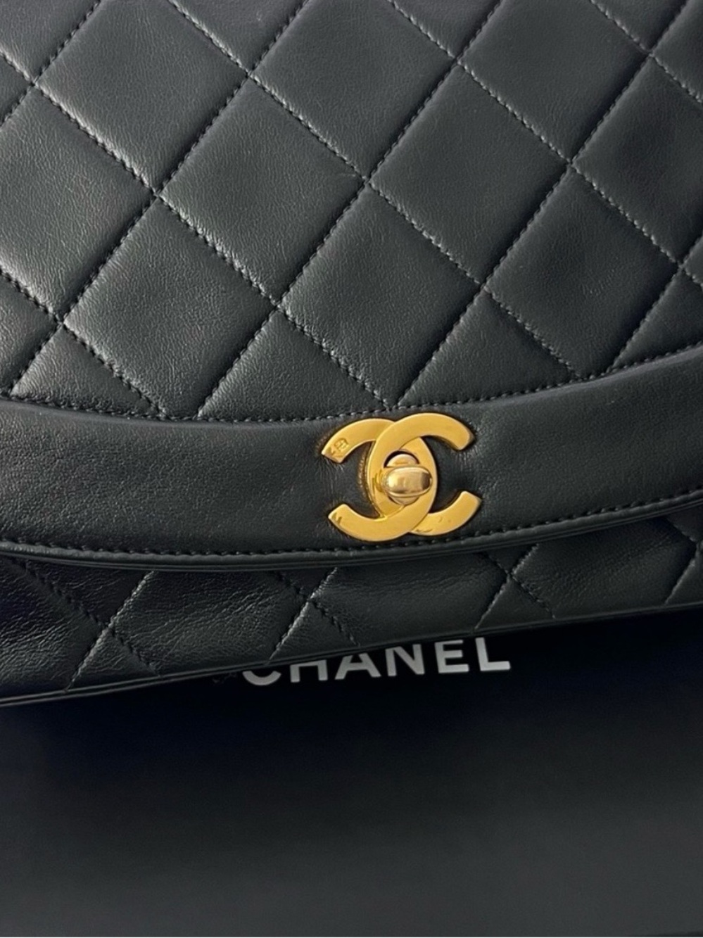 Vintage CHANEL Diana Black Quilted Lambskin Shoulder Bag with 24Gold Hardware - Picture 5 of 11